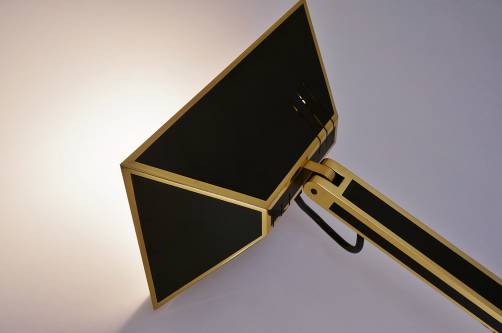 Brass floor lamp with black lacquer detail, 1970`s ca, Italian